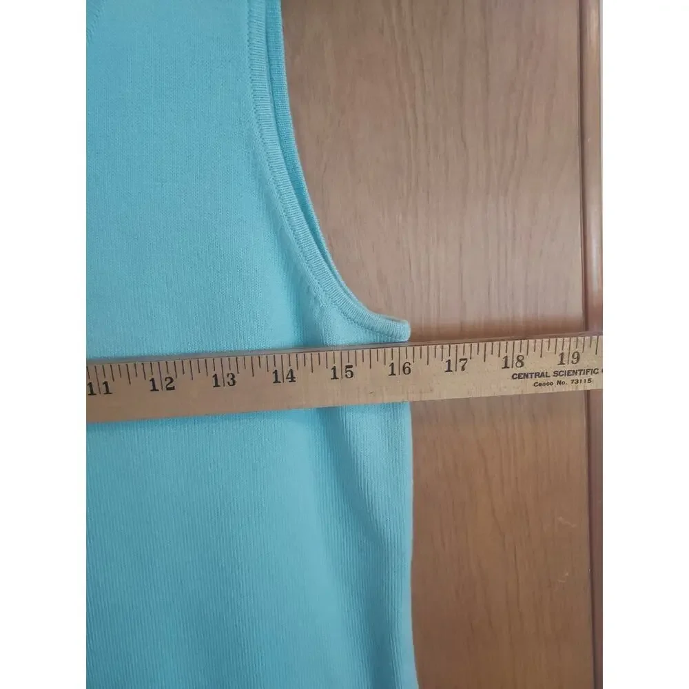 Linea by Louis Dell Olia size Small Blended fabric Tank Top Aqua Hong Kong VTG